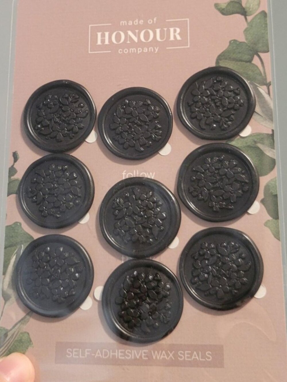 NWT Wax Seals - Black Floral - Self Adhesive
